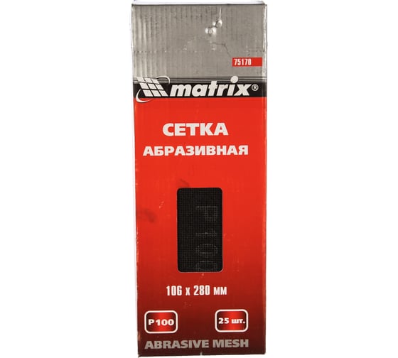 Изображение товара Сетка абразивная, P 100, 106х280мм, 25шт MATRIX MASTER 75170