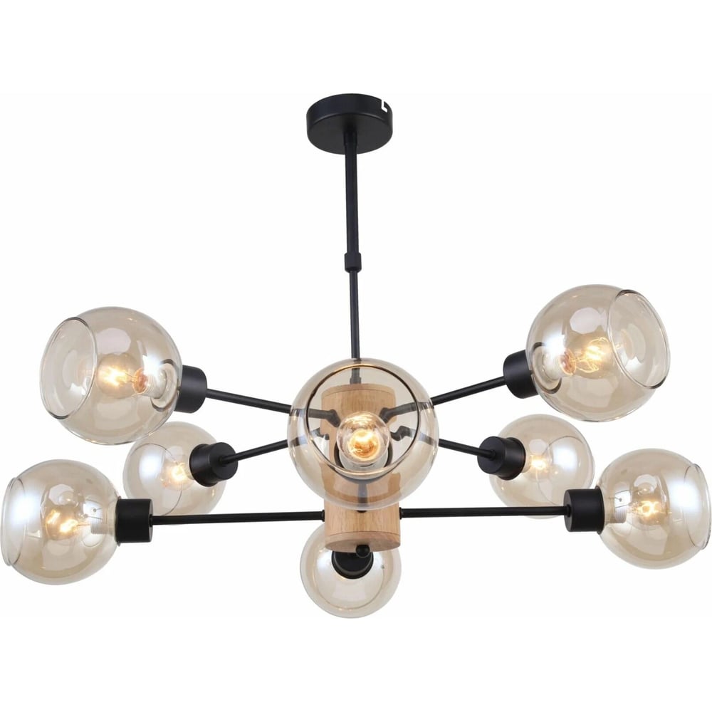 Изображение товара Люстра Freya Marvin FR5055PL-08B современная накладная 8 ламп черный стекло шампань