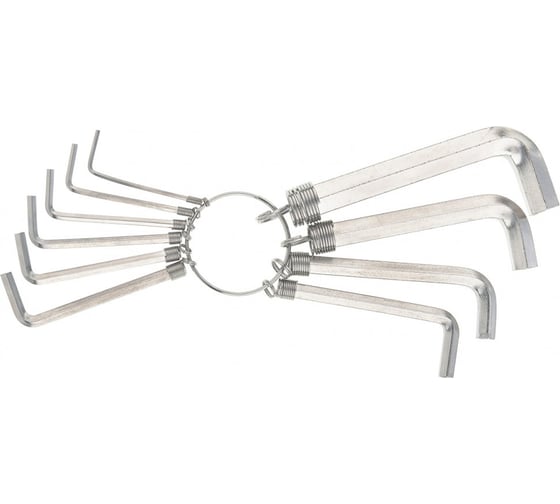 Изображение товара Набор имбусовых ключей SPARTA HEX,1,5–10 мм, CrV, 10шт., никелированный, на кольце 112685