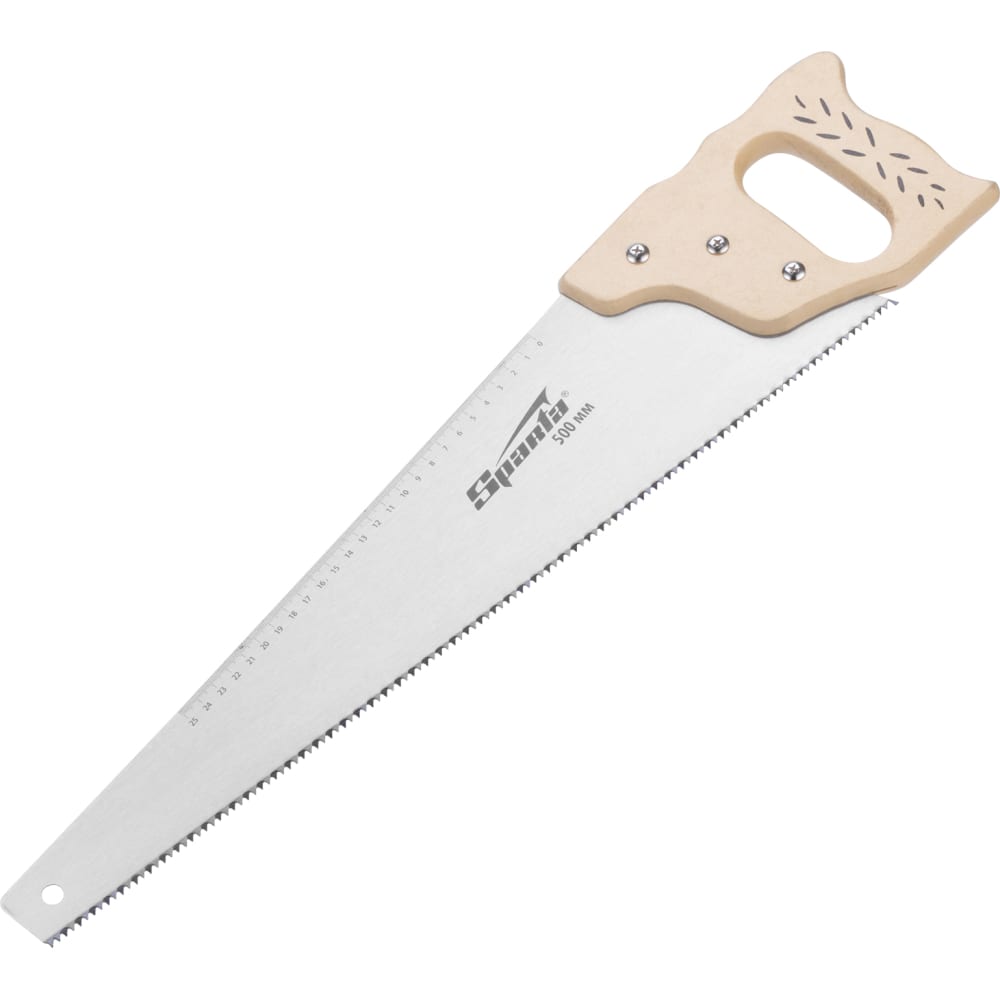 Ножовка по дереву sparta 400 мм, 7-8 трi, каленый зуб, линейка, деревянная рукоятка 231855 - фото 1