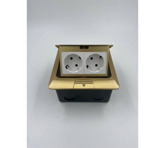 Изображение товара Напольная розетка Inrior розетка в пол, блок розеток в пол, золотой, на 2 EURO розетки DB-02-90
