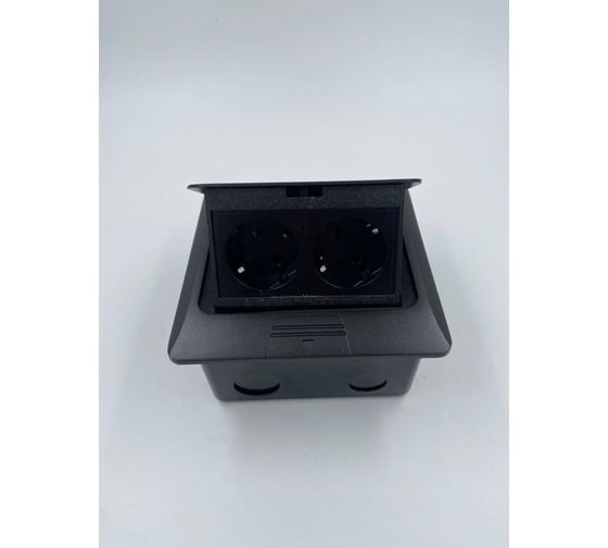 Изображение товара Напольная розетка Inrior розетка в пол, блок розеток в пол, черный, на 2 EURO розетки DB-02-20