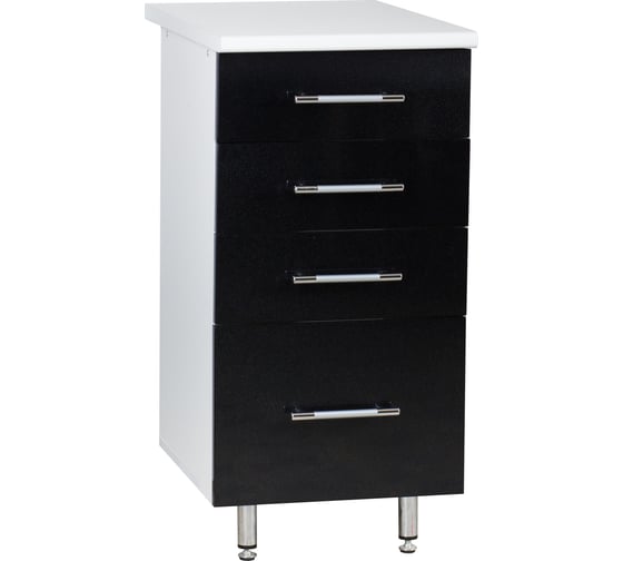 Изображение товара Рабочий стол SANTREK ширина 40 см черный металлик 4 ящика фасад МДФ, столешница цвет сахара 47956