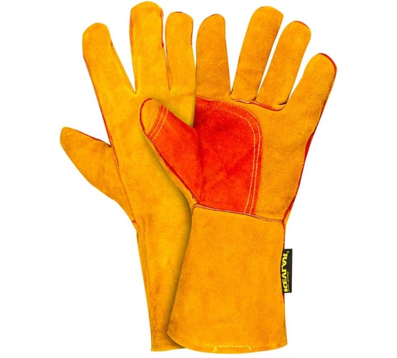 Изображение товара Спилковые усиленные краги ООО "Компания "САБ" желто-красные 12 пар КРА06