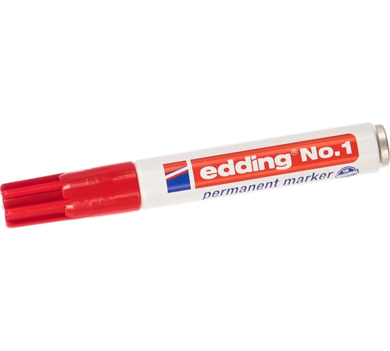 Изображение товара Перманентный маркер, красный, клиновидный наконечник 1-5мм Edding E-1-2