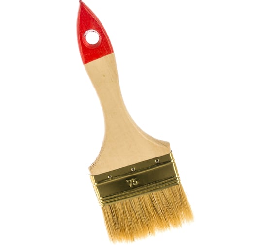 Изображение товара Плоская кисть, светлая щетина, деревянная ручка, 75мм Зубр УНИВЕРСАЛ-ОПТИМА 01099-075_z01