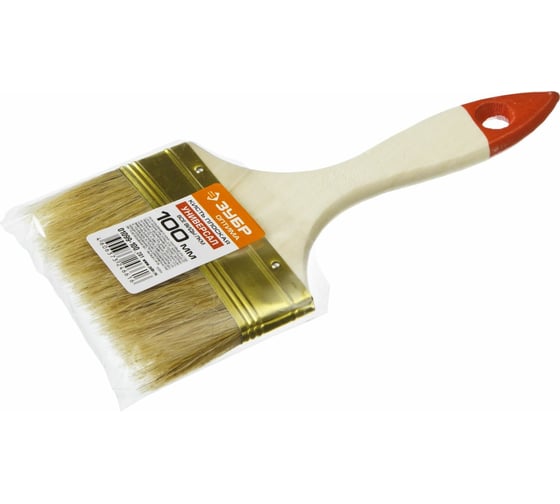 Изображение товара Плоская кисть ЗУБР Универсал 100 мм, 4", светлая натуральная щетина 01099-100_z01
