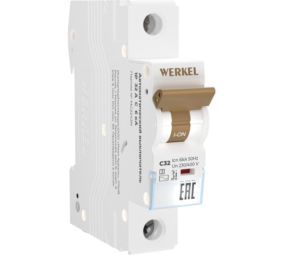 Изображение товара Автоматический выключатель WERKEL 1p 32a c 6 ка a062537