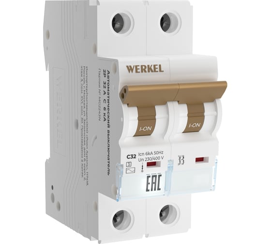 Изображение товара Автоматический выключатель WERKEL 2p 32a c 6 ка a062544
