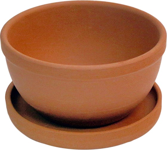 Изображение товара Керамический горшок с подставкой Вещицы 0.6 л, терракотовый GKL-252-1