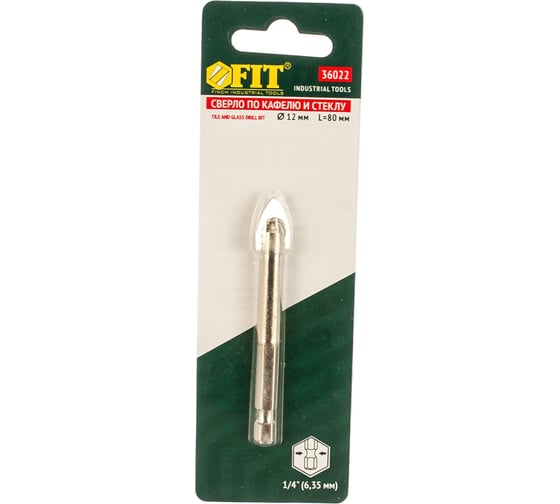 Изображение товара Сверло FIT для стекла/кафеля 12 мм 36022