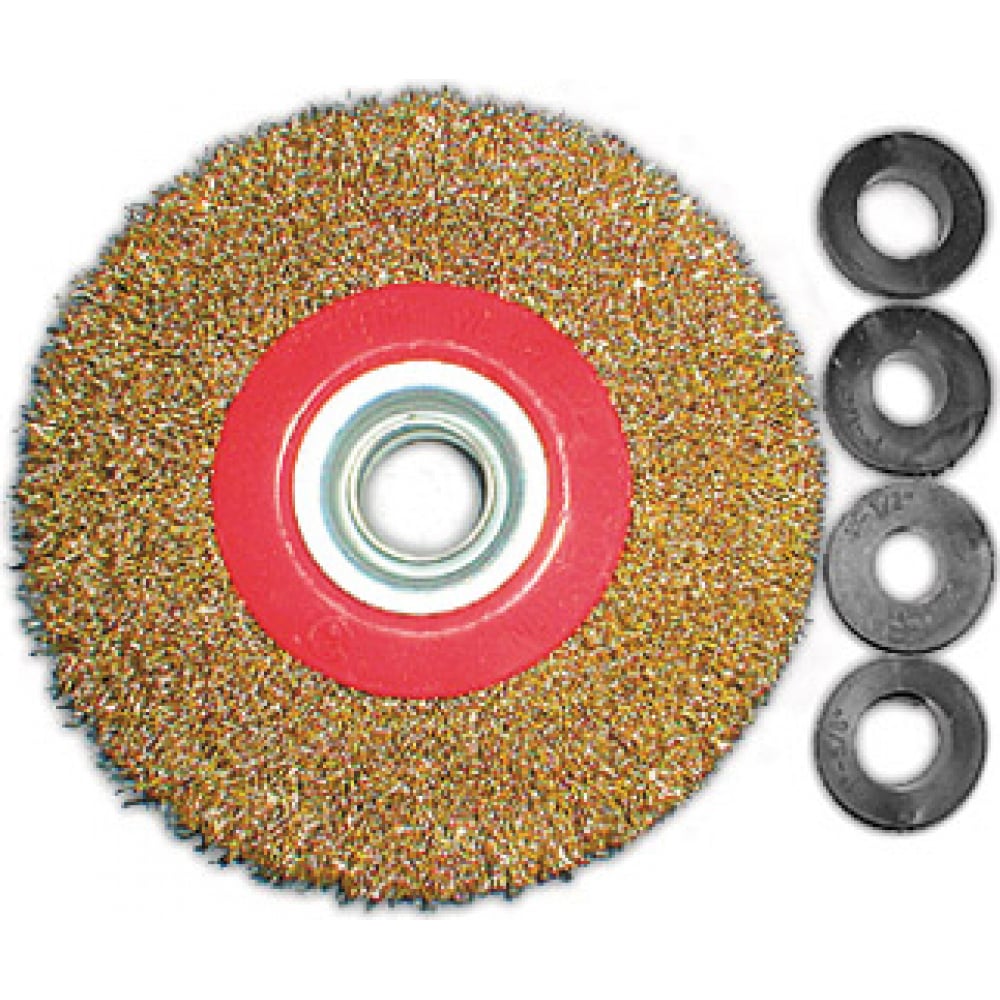 Корщетка-колесо FIT корщетка колесо 39067 посадочный диаметр 22 2 мм стальная латунированная волнистая проволока 180 мм