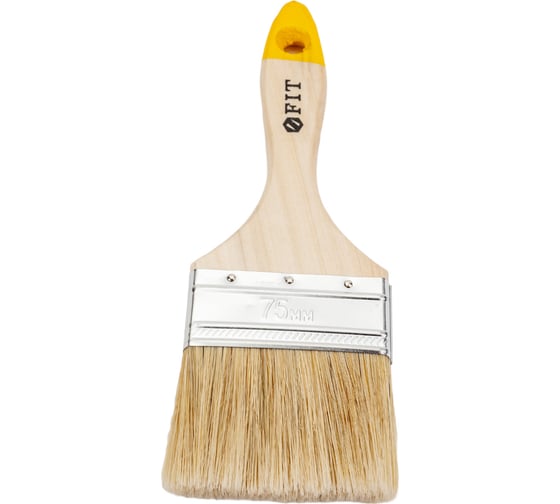 Изображение товара Кисть флейцевая FIT Универсал натуральная светлая щетина деревянная ручка 3" 75 мм 01047