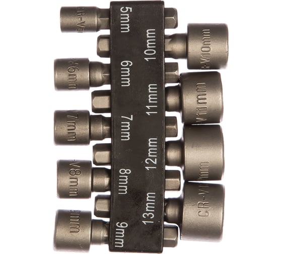Изображение товара Набор усиленных головок, CrV, 9 шт, 5-13 мм FIT IT 57915