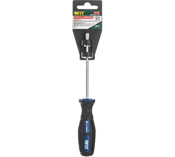 Изображение товара Отвертка FIT IT двухцвет.противоскол.ручка, CrV,магн.кончик, 4 х 100 мм, шлиц 55134