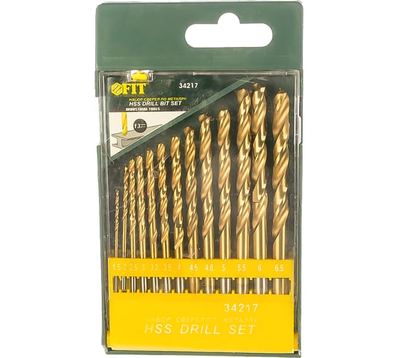 Изображение товара Сверла по металлу HSS, титановое покрытие, 13 шт. FIT IT 34217