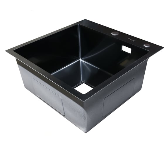 Изображение товара Нержавеющая врезная мойка SANTREK 500x500x220 т 3,0 ЧЕРНАЯ D5050HB (+ сифон квадратный + дозатор + коландер 440x220) AQUA 312399
