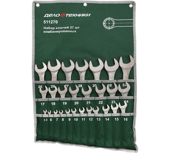 Изображение товара Набор ключей Дело Техники комбинированных 27 штук, планшет тетрон. 511270