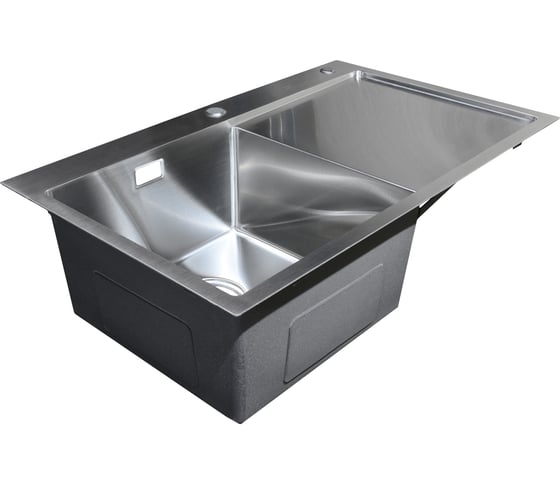 Изображение товара Нержавеющая врезная мойка SANTREK 780x480x220 т 3,0 САТИН D7848HLS левая (+ сифон +дозатор + коландер 420x220) AQUA 312404