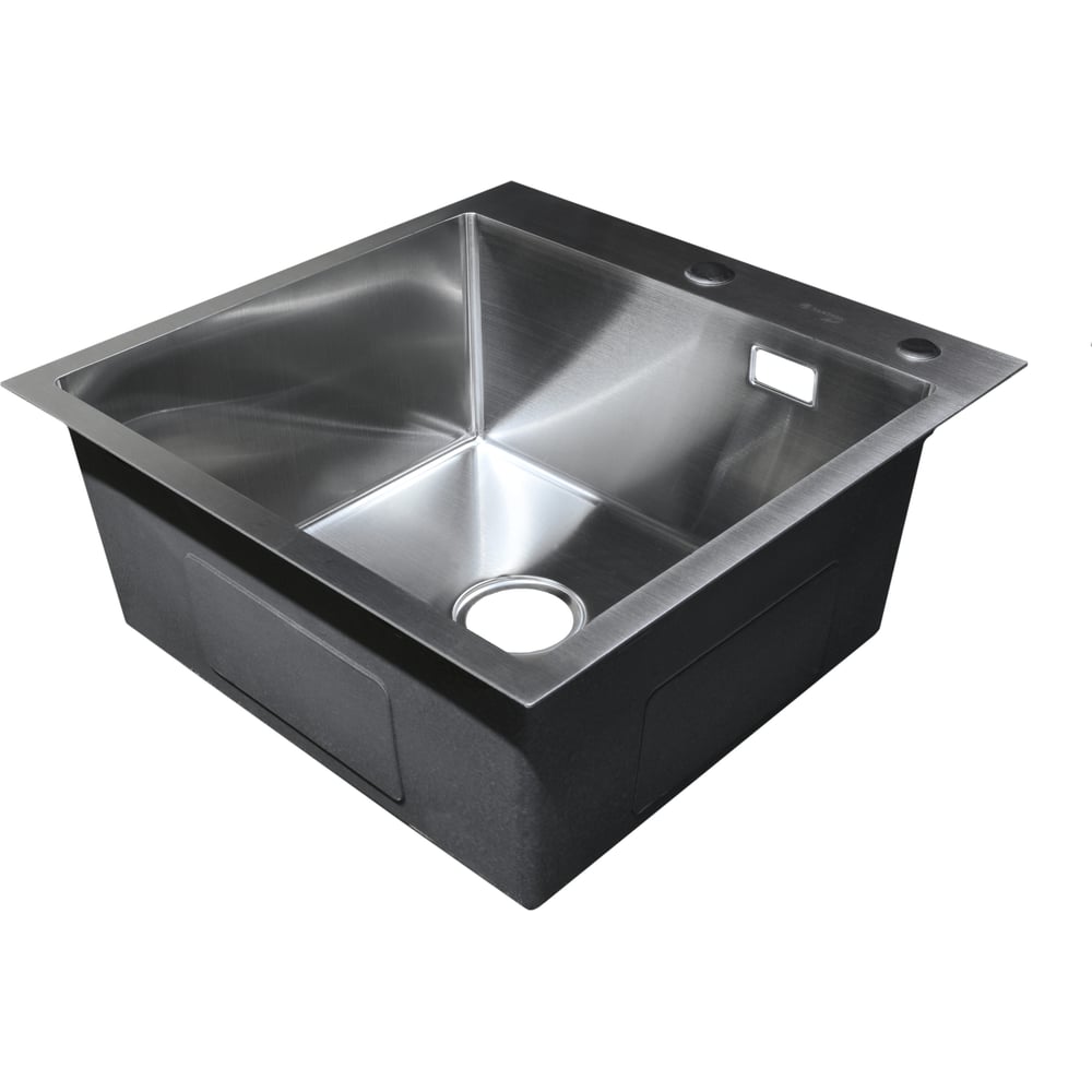 Изображение товара Нержавеющая врезная мойка SANTREK 500x500x220 т 3,0 САТИН D5050HS (+ сифон квадратный + дозатор + коландер 440x220) AQUA 312398