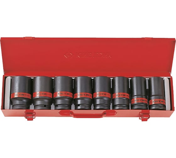 Изображение товара Набор ударных глубоких шестигранных торцевых головок 3/4", 1" - 1-1/2", 8шт KING TONY 6410SP