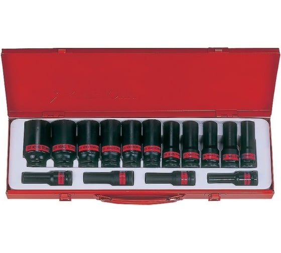 Изображение товара Набор ударных глубоких шестигранных торцевых головок 1/2", 3/8" - 1-1/4", 15шт KING TONY 4416SP