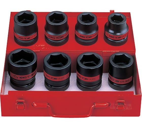 Изображение товара Набор ударных шестигранных торцевых головок 1", 15/16"-5/18", 8шт KING TONY 8410SP