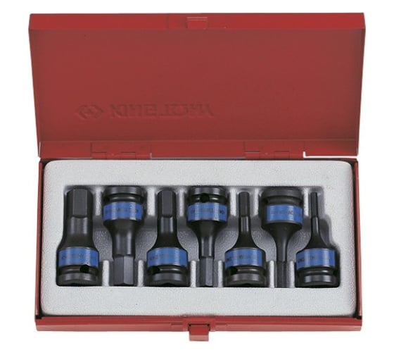 Изображение товара Набор ударных торцевых насадок 1/2", HEX 4-14 мм, 60мм, 7шт KING TONY 4407MP