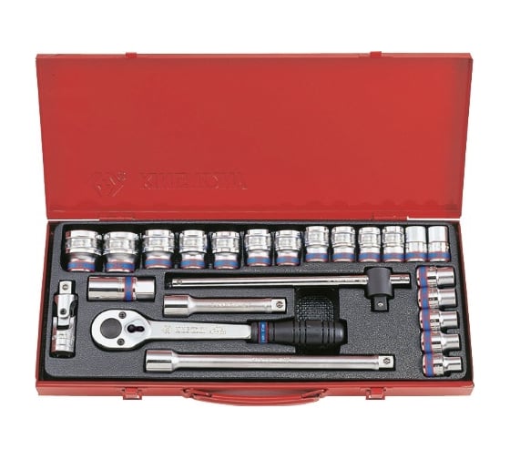 Изображение товара Набор двенадцатигранных торцевых головок с принадлежностями 1/2", 3/8" - 1-1/4", 24шт KING TONY 4028SR