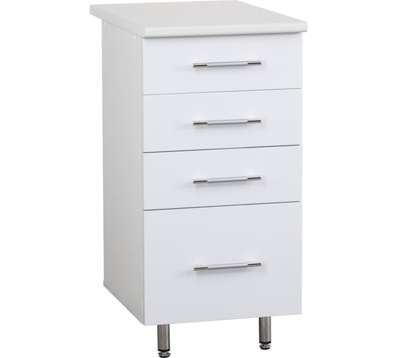 Изображение товара Рабочий стол SANTREK ширина 40 см белый металлик 4 ящика фасад МДФ, столешница цвет сахара 47955