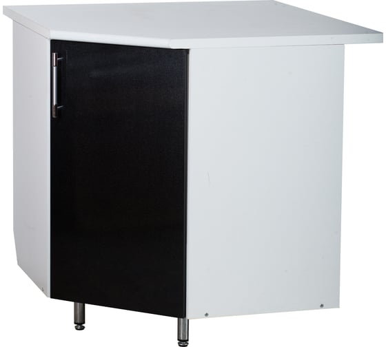 Изображение товара Угловой рабочий стол SANTREK 85x85 см 1 дверь черный металлик фасад МДФ столешница цвет сахара 49009