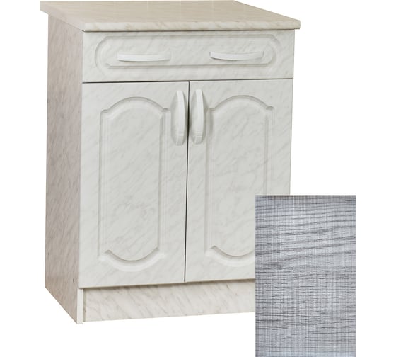 Изображение товара Рабочий стол SANTREK ширина 60 см Сакура 2 двери + 1 ящик фасад МДФ, столешница цвет сахара 64233