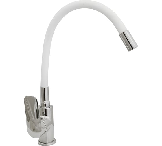 Изображение товара Смеситель для кухни SANTREK AQUA-1010 "PRESTIGE" (SAP-1010) d-35 с силиконовым изливом, белый/хром 283071