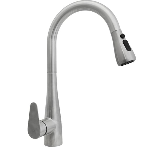 Изображение товара Смеситель для кухни SANTREK AQUA-830 "INOX" шар d-35 нержавеющая сталь, с выдвижным изливом 288288