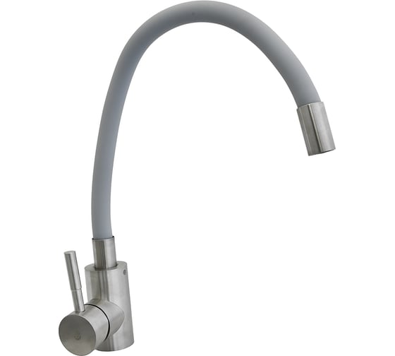 Изображение товара Смеситель для кухни SANTREK AQUA-820 "INOX" шар d-35 нержавеющая сталь, с гибким силиконовым изливом (серый) 288286