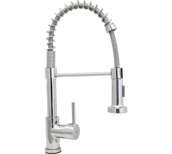 Изображение товара Смеситель для кухни SANTREK AQUA-845 "INOX" (SAP-845) шар d-35 нержавеющая сталь, с гибким изливом (хром) 288294