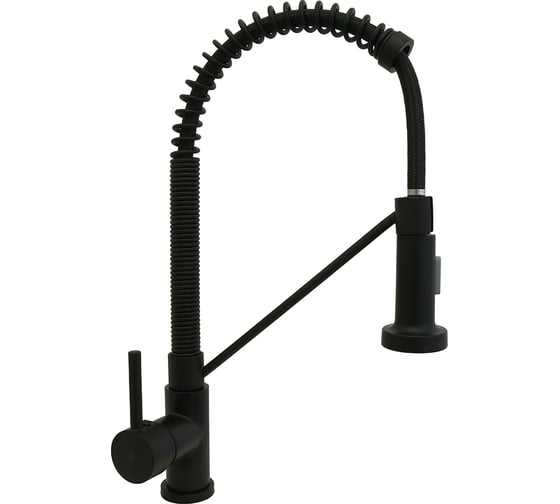 Изображение товара Смеситель для кухни SANTREK AQUA-840 "INOX" (SAP-840) шар d-35 нержавеющая сталь, с гибким изливом (черный) 288293