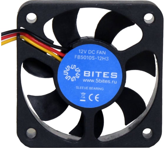 Изображение товара Вентилятор 5bites 50x50x10мм подшипник скольжения 5500rpm 28.7 дБ, 3pin FB5010S-12H3