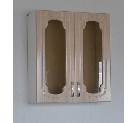 Изображение товара Шкаф для посуды SANTREK ширина 60 см дуб светлый глянец со стеклом фасад МДФ 53712