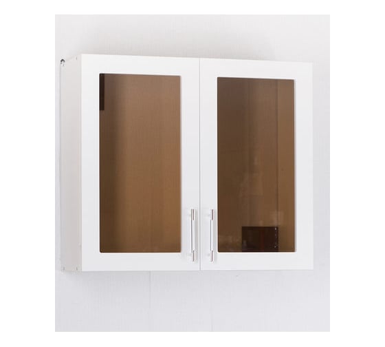 Изображение товара Шкаф для посуды SANTREK ширина 60 см белый металлик со стеклом фасад МДФ 302132