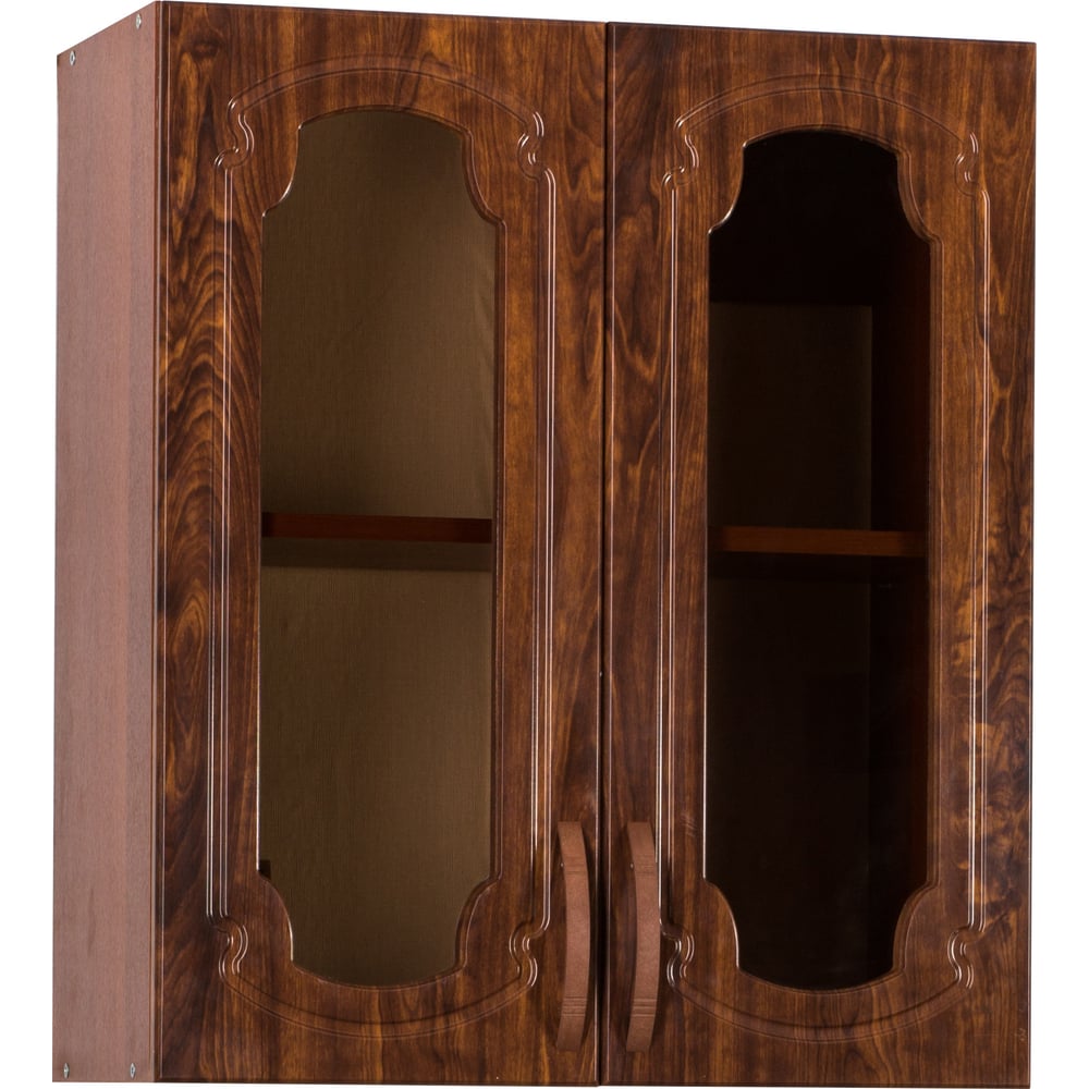 Изображение товара Шкаф для посуды SANTREK шириной 60 см глянцевый кедр со стеклом фасад