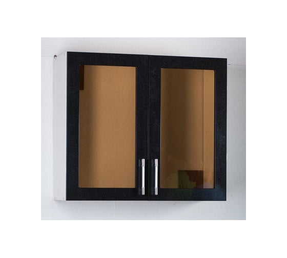 Изображение товара Шкаф для посуды SANTREK ширина 60 см черныый металлик со стеклом фасад МДФ 61381