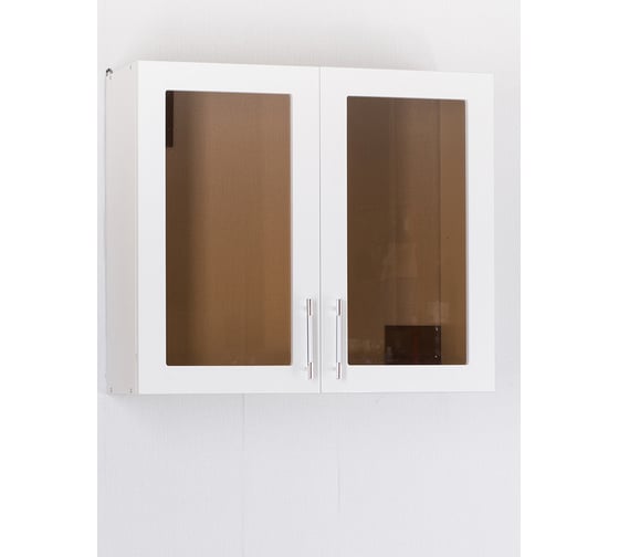 Изображение товара Шкаф для посуды SANTREK ширина 80 см белый металлик со стеклом фасад МДФ 47978