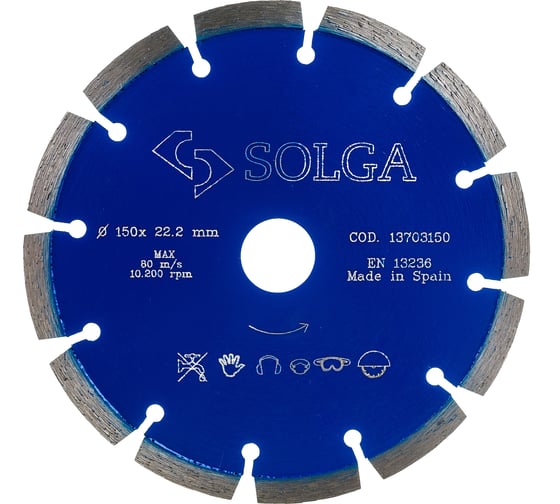 Изображение товара Диск алмазный PROFESSIONAL сегментный по железобетону (150х22.2 мм) Solga Diamant 13703150