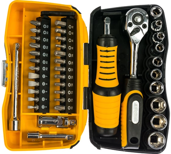 Изображение товара Биты и торцовые головки с трещоткой и воротком 39шт STAYER PROFI 25135-H39