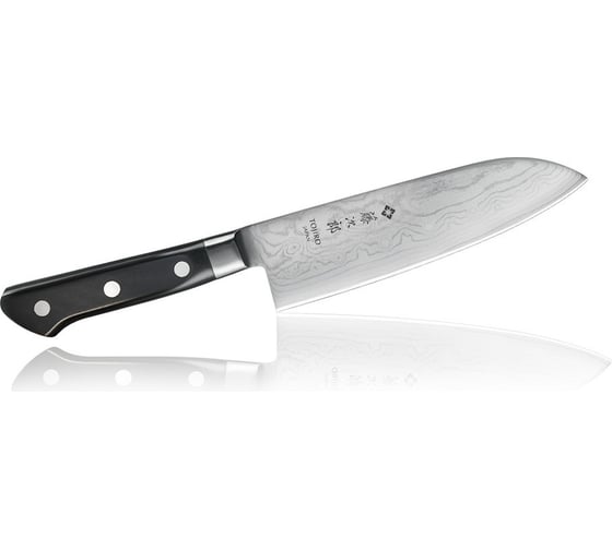Изображение товара Кухонный нож TOJIRO сантоку, длина лезвия 170 мм, сталь vg-10, 37 слоев, рукоять стабилизированная эко-древесина F-659