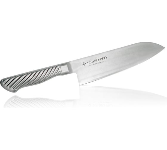 Изображение товара Кухонный нож TOJIRO сантоку pro, длина лезвия 170 мм, сталь vg10, 3 слоя, рукоять сталь F-895