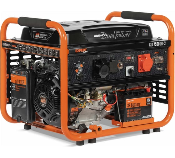 Изображение товара Бензиновый генератор с функцией Dual Power Daewoo GDA 7500DPE-3