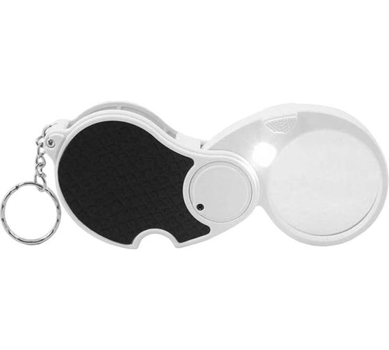 Изображение товара Карманная лупа-брелок Pro Legend 5х-50мм/20x-12мм, двойная, складная, с подсветкой 1 LED PL4452