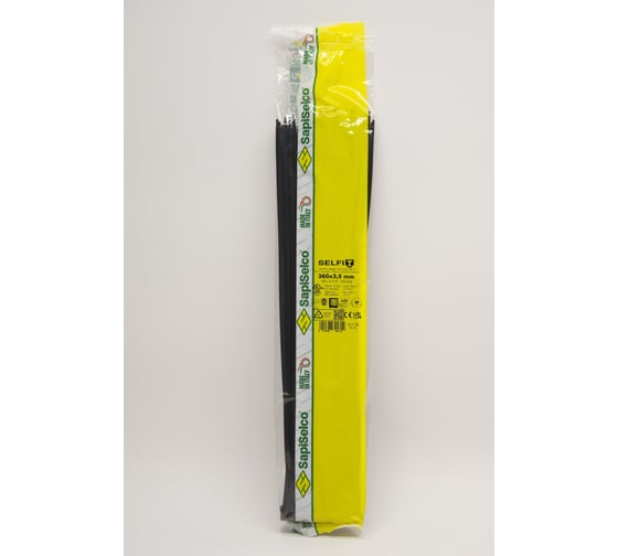 Изображение товара Стандартные кабельные стяжки SapiSelco 360x3,5 мм, черные, уп. 100 шт. SEL.3.214R